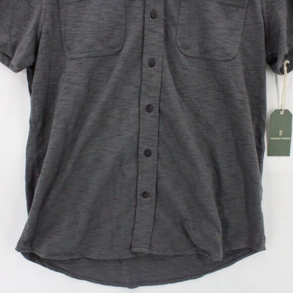 Mutual Weave Shirt Mens Gray Button Down Short Sleeve Collared Size Medium M NWT - Picture 4 of 9